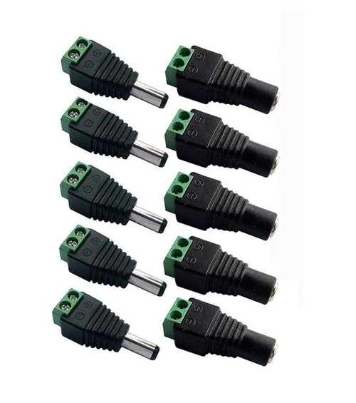 Thsinde 5 Pairs 12V DC Power Connector, Male Female 5.5mm x 2.5mm Barrel Jack Connector for CCTV Security Camera Led Strip Wire Ends Plug