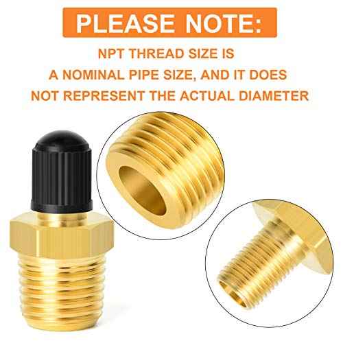 GASHER 2PCS 1/4" NPT Tank Valve Anti-Corrosion Brass Schrader Valve with 1/4" Male NPT,Using with Air Compressor Tanks