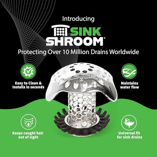 SinkShroom Ultra Bathroom Sink Drain Protector - Stainless Steel, Single