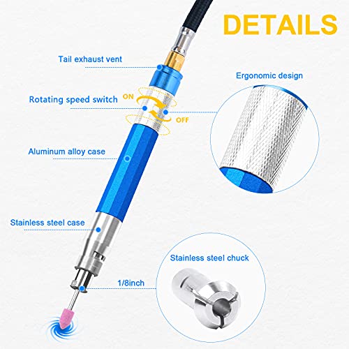 18-Piece Air Pencil Die Grinder Kit - 70,000 RPM Micro Engraving Tool