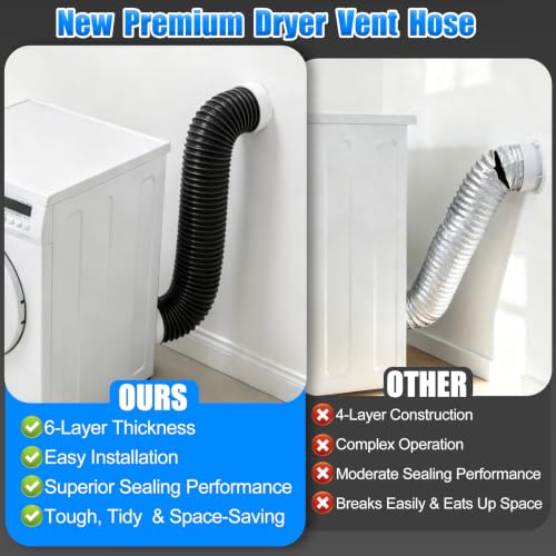 Builimeer 4INx3FT Heavy-Duty Flexible Dryer Vent Hose – 4" Diameter, 3ft