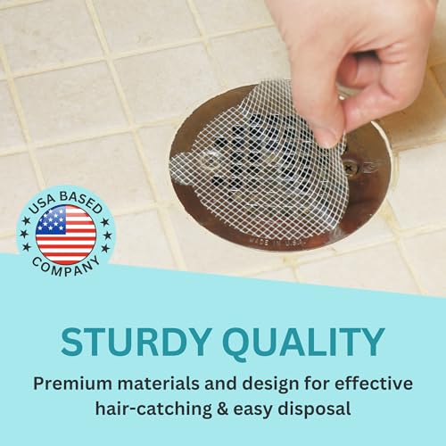 3.5 Inch Disposable Shower Drain Hair Catcher Mesh Stickers - 25 Pack