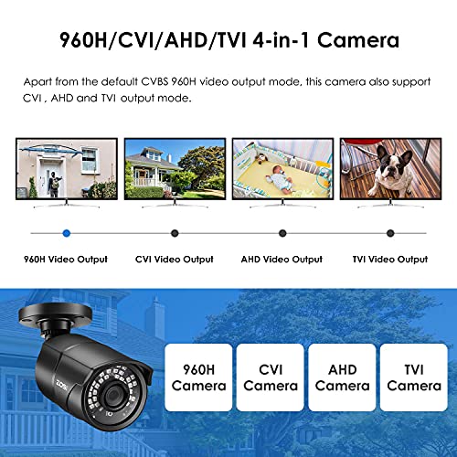 ZOSI 2.0MP HD 1080P 1920TVL Hybrid 4 in 1 TVI/CVI/AHD/CVBS Indoor Outdoor Home Security Cameras Weatherproof,120ft Night Vision,Aluminum Metal Housing,For 960H,720P,1080P,5MP,4K analog CCTV DVR