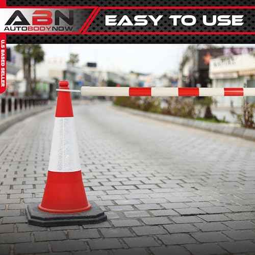 ABN 6PCS Expandable Cone Bar - Reflective Safety Cone Bars, Lightweight Traffic Barricade for Parking Lots, Road Construction, Expandable Safety Cone Bars, Expands 3.7-6.5 Feet