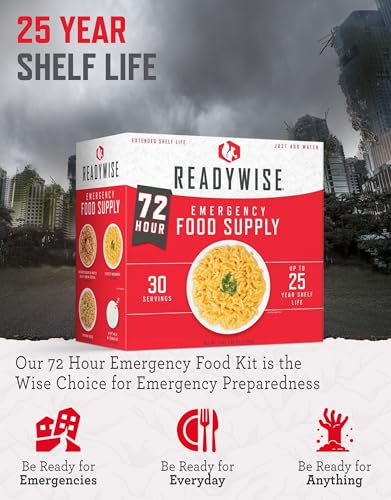 ReadyWise 72-Hour Emergency Food Supply Kit, 30 Servings, Compact Survival Meals