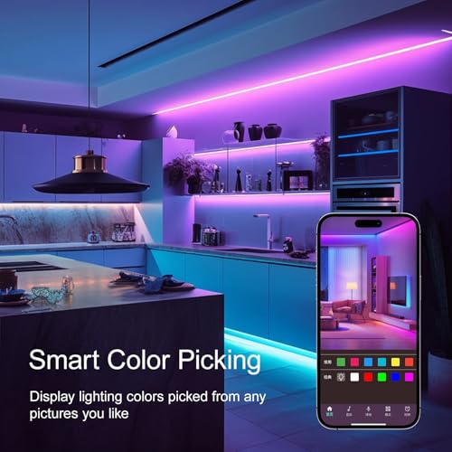 HBOWMDJIA 200FT RGB LED Strip Lights with Remote, Music Sync, App Control for Bedroom & Party