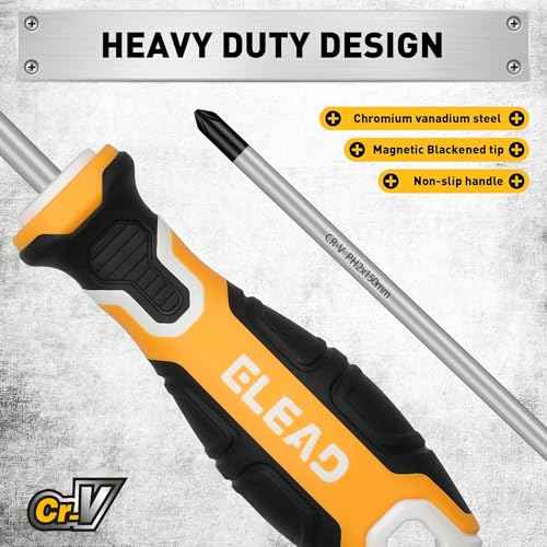 6-Piece Magnetic Screwdrivers Set, 3 Phillips and 3 Slotted Tips Professional Cushion Grip Screwdriver Set