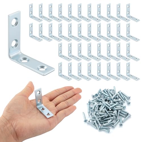 Zinc-Plated 1.5-Inch L Brackets - 40 Pack Metal Corner Reinforcement Braces