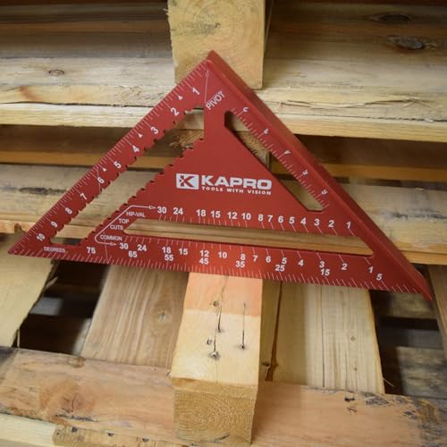 Kapro 446 Hi-Def 7 Inch Anodized Rafter Square - Red, Includes Conversion Table