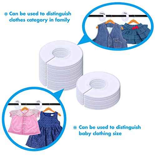 30 Pack White Round Clothing Size Closet Rack Dividers Hangers with 1 Bonus Marker (Outer 3.5¡±, Inner 1.38¡± in Diameter)