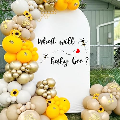 What Will Baby Bee Baby Shower Decal Sign, Gender Reveal Girl or Boy Wall Stickers Sign,Bee Themed Gender Reveal Decorations, Party Backdrop Supply.