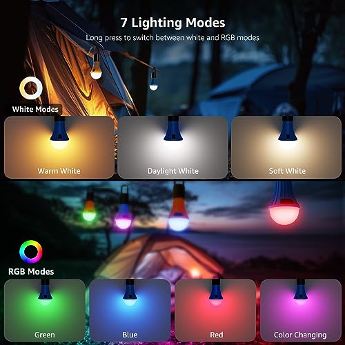 Rechargeable Camping Lantern with 7 RGBW Light Modes - 2 Pack