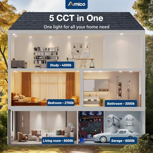 Amico 24 Pack 6 Inch LED Disk Lights Dimmable Flush Mount Ceiling Downlights
