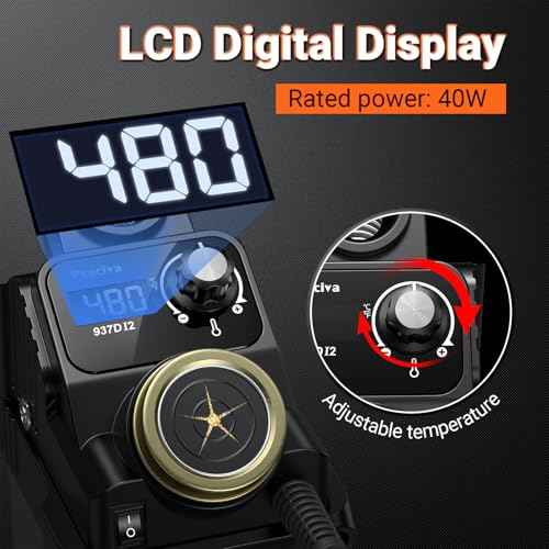 Preciva Cordless Soldering Station for Dewalt 20V Max Battery, 5 Soldering Iron Tips, 1-8 minutes Auto Sleep, Heat Control up to 896¡ÆF, ¨¬C/¨¬F Conversion, Removable Dross Pool (Battery Not Included)