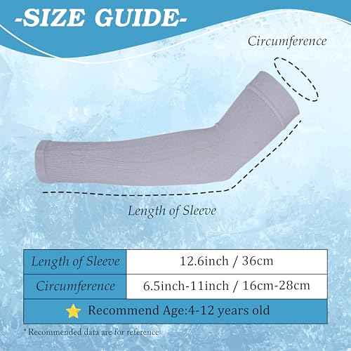 3 Pairs Kids Arm Sleeve, Cooling Compression Sleeve UV Sun Protection Arm Sleeves for Baseball Volleyball Basketball Football Youth Boys & Girls (Black White Grey)