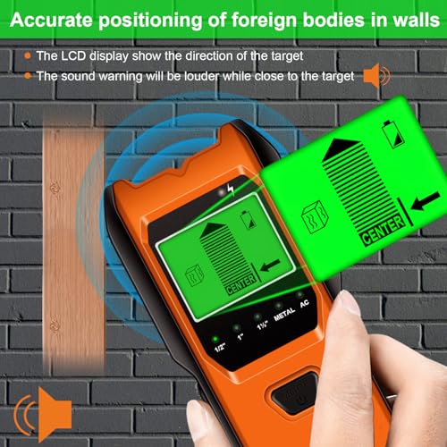 Jurgen K 5-in-1 Wall Stud Finder - Tropical Orange, Metal & Pipe Detector with LCD Display