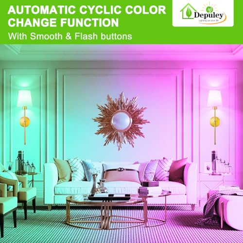 Depuley Gold Wall Sconce Set of 2 - 24 Inch Rechargeable Wireless LED Wall Lights with Remote, 15 Colors & Dimmable Bulbs, Bedroom Living Room Decor