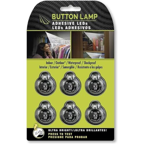6 Pack LED Button Lights - Ultra Bright Compact Utility Lamps with Adhesive for Indoor & Outdoor Use