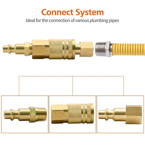 1/4-Inch Brass Female Industrial Coupler, 10 Pack 1/4 Inch Air Hose Fittings NPT Female Quick Connector Air Coupler for Professional Jobsites and Automotive Shops