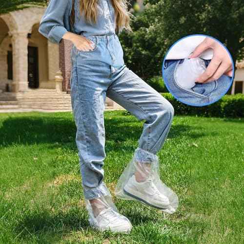 10Pairs Waterproof Shoe Covers, Shoe Covers for Rain, Disposable Shoe Covers, Rain Shoe Covers, Plastic Boot and Shoe Covers for Men and Women (Transparent)