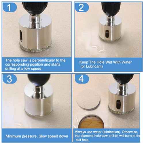 1-1/4" / 32mm Diamond Glass Hole Saw with Center Drill Bit for Ceramic, Glass, Tile, Porcelain, Marble