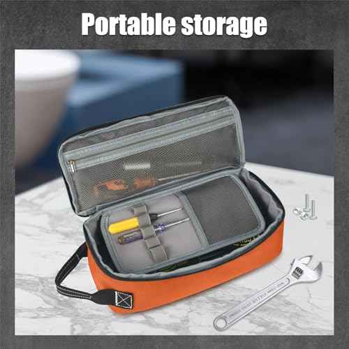 LAKE OF FIRE 12" Small Tool Bag Pouch for Men with Multiple Pockets, Waterproof Heavy Duty Tool Bag Organizer with Zipper and Portable Handle (Orange)