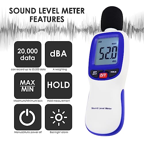 DANOPLUS Bluetooth Wireless Decibel Meter with App Data Logging 30–130 dBA