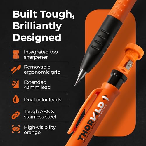 THORVALD 3-in-1 Carpenter Pencil Set with Leads & Sharpener - Model 1