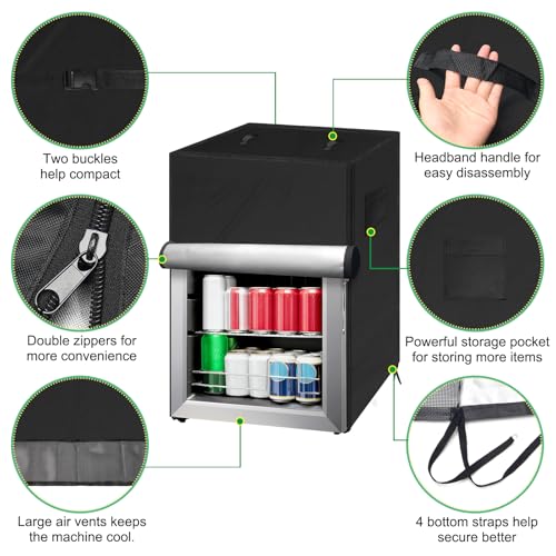 Outdoor Refrigerator Cover for 23 x 22 x 34 in Upright Mini Fridge - Black (Variation: Black / 22" x 23" x 34")