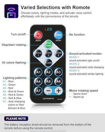 Luditek 2-Pack Sound Activated Party Disco Lights with Remote, Strobe & 7 Effects
