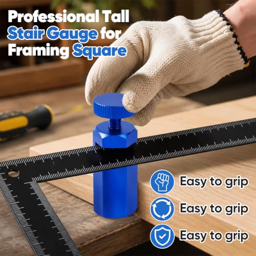 Blue Tall Stair Gauges for Framing Square with Holder & Hook | 2x 1.85x0.71in Stair Jig