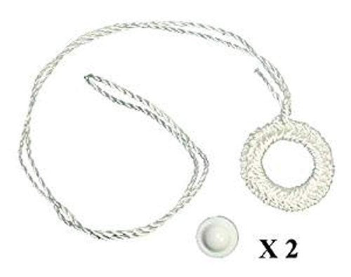 Shade Doctor of Maine Two Pack Roller Window Shade Double Crochet White Ring Pull & Screw Button Set from