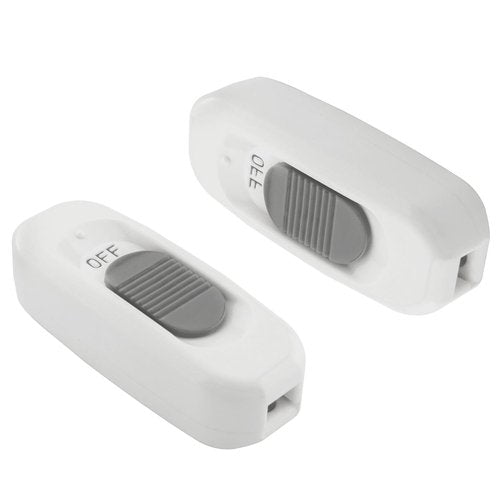 ZZLZX 2PCS In Line Toggle Switch Desk Lamp Bedside Midway Switch 3A 125V Self Locking Wire Switch Electrical Pushbutton Anti Collision Anti Miss Switch White