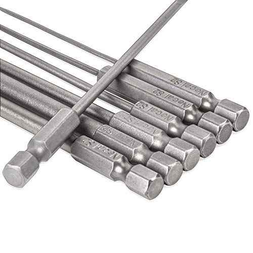 Rocaris 7 Pack Flat Head Slotted Tip Screwdriver Bit Set 100mm/4 inch Long Magnetic - 1/4 Inch Hex Shank