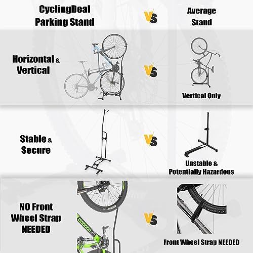 CyclingDeal Classic Upright & Horizontal Bicycle Storage Rack for Bikes up to 29"