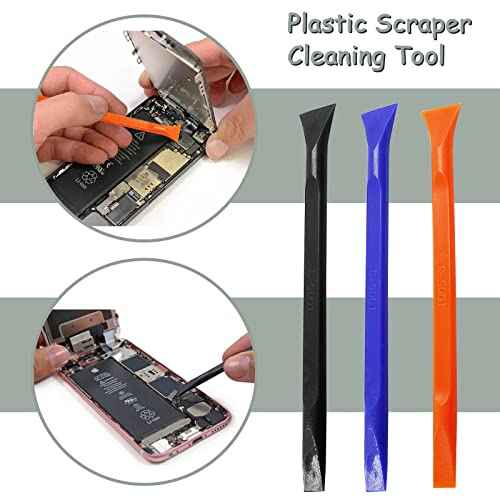 12Pcs Carbon Fiber Scraper Cleaning Tool Non-Scratch Plastic Multi-Purpose Stiff Scraper Pen-Shaped Scraper Tool for Paint, Stickers Label, Food, Tight Spaces, Crevices (Black, Blue, Orange)