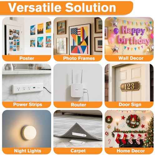 Picture Hanging Strips 40 Strips, Damage Free Removal, Wall Poster Picture Hangers Without Nails, Sticky Hook & Loop Adhesive Strips for Poster/Picture/Home/Office, 20 Pairs/Medium, White