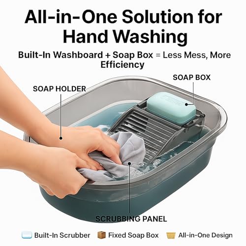 VEMJO Transparent Gray Washboard Basin for Hand Washing Clothes, 16.5 inch