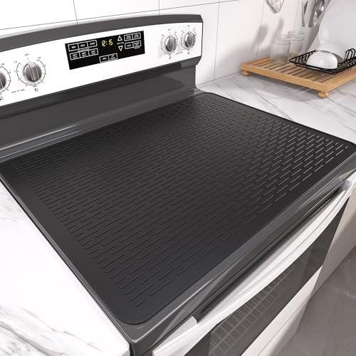Anevna 28"x20" Glass Top Stove Cover Silicone XXL, Black – Cooktop Protectors & Dish Drying Mat