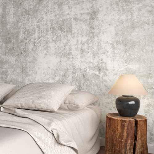 Livelynine Limewash Concrete Wallpaper Peel and Stick Cement Wall Paper for Bedroom Dorm Room Light Grey Vinyl Wrap Concrete Contact Paper for Kitchen Countertops Waterproof Durable 15.8x78.8 Inch