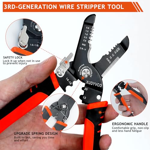 XUDYVCO 5-in-1 Wire Stripper and Crimping Tool for 10-20 AWG Wires