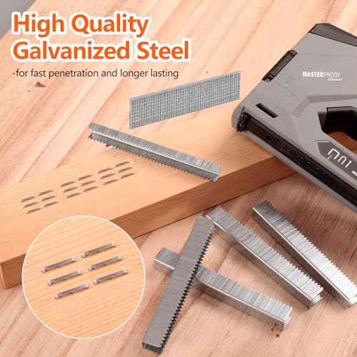 Heavy Duty T50 Staples 5400-Count 5 Sizes Includes: 5/16",3/8",1/2",9/16" Staples+5/8" Brad Nails, 20 Gauge Galvanized Assorted Size Project Pack