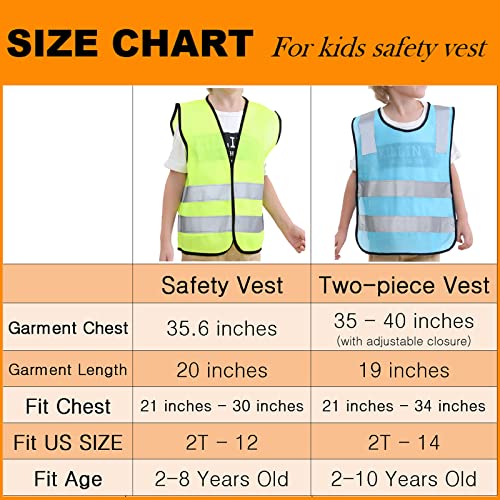 TopTie 10 Pack Kids Safety Reflective Vests, High Vis Construction Vest with Elastic Waistband