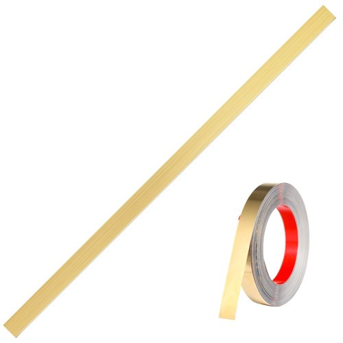 Gold Metal Molding Trim, Peel and Stick Metalized Brushed Finish Molding Trim, Gap Cover Metal Trim Strip with Brushed Finish for Mirror Frame, Wall, Fireplace and Home DIY Decoration (32.8 ft x 0.78 inch)