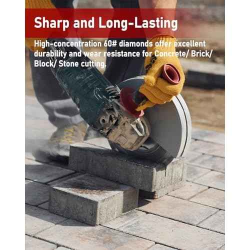 4.5 Inch Diamond Saw Blade for Angle Grinder, Turbo Rim Tile Cutting Blade for Cutting Cement, Concrete with Rebar, Stone, Granite, Pavers, Bricks and Blocks with 7/8-Inch Arbor(2 Pcs).
