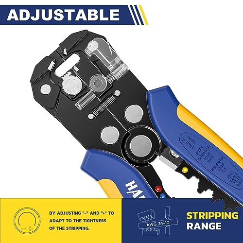 haisstronica 3-in-1 Automatic Wire Stripper, Self-Adjusting Tool for AWG 24-10