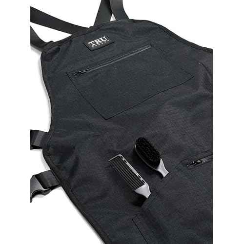 TRU BARBER Professional Apron, Barber Apron, Hair Stylist Apron, Tools Apron, Women/Men (Black)