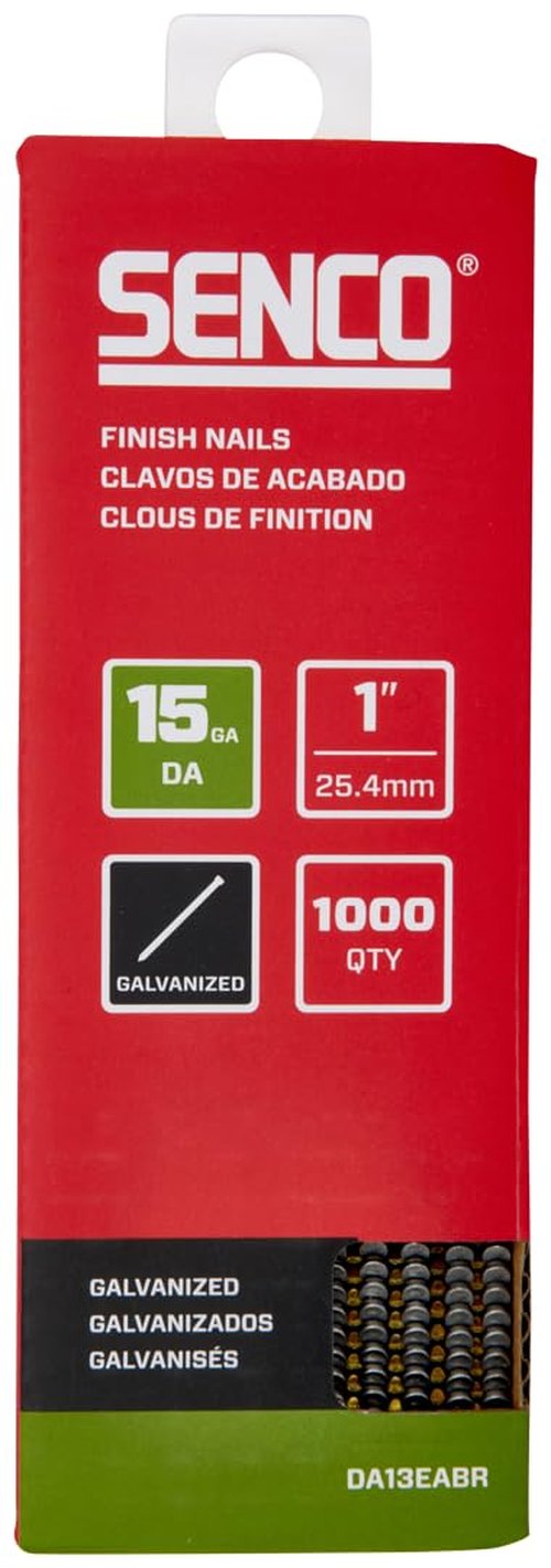 SENCO DA13EABR 1 inch 15 Gauge, Galvanized Finish Nails, 34 Degree Angled Tape Strip 1,000 Count Pack