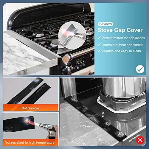 2Pcs Stainless Steel Stove Gap Covers 13.8-27.5 in, Eveanro Silver