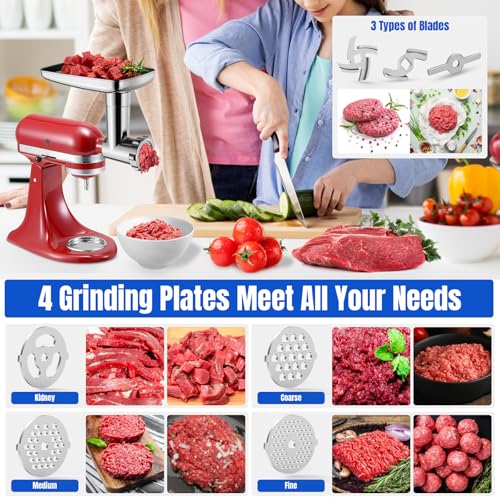 GuanQiao Aluminium & Stainless Steel Metal Food Grinder Attachment for KitchenAid Stand Mixer